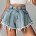 Women's Distressed Denim Shorts - High Waisted Ripped Jeans With Frayed Hem Trendy Loose Fit Summer Fashion_mkmklike.com