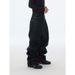 Waxed Coated Heavyweight Straight-Leg Jeans – Streetwear Stacked Denim Pants With Deep Crotch & Relaxed Fit (Black, S-XXXL) – Stiffened Non-Stretch_mkmklike.com