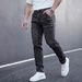 Men's Slim Fit Stretch Jeans – Washed Dark Grey Denim Pants With Mid-Rise & Tapered Leg (S-2xl, Comfort Flex Cotton Blend, Multi-Process Vintage Wash)_mkmklike.com