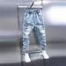 Men's Multi-Pocket Work Jeans – Loose Cuff Washed Denim Pants, Retro Utility Style With Nine-Point Harem Fit_mkmklike.com