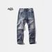 Men's Vintage Relaxed Fit Jeans – Distressed Denim With Whiskering & Knee Rips (Classic Blue, S-Xxxl)_mkmklike.com