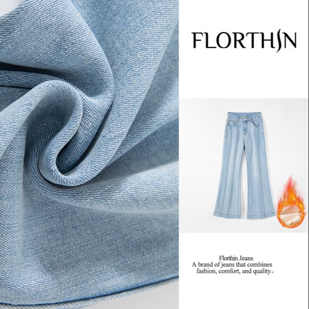 ELLE 2025 Winter New Fleece-Lined High-Waisted Slimming Black Flared Women's Stretch Jeans Long Pants_mkmklike.com