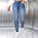 Stretchy Skinny Jeans For Women - High Waist Denim Pants With Comfortable Elasticity, Trendy Washed Blue, Sizes S-XXL_mkmklike.com