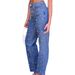 Women's Clothing Fashionable Beaded Frayed Wide Leg Jeans Denim_mkmklike.com