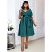 Women's Clothing new temperament commuter V neck fashion strapped large size dress_mkmklike.com
