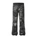 Men's Clothing High Street Washed Zipper Retro Jeans Spring And Summer Design Flared Paint Tie Dye Pants_mkmklike.com