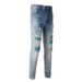 Men's Clothing Street Fashion Skinny Jeans Men's High Street Xiangchao Brand Slim Elastic Ripped Jeans Men's Long Pants 6566_mkmklike.com