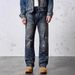 Men's Retro Distressed Wide Leg Straight Leg Jeans Mid Waist Slight Stretch Long Length Street Style Patches_mkmklike.com
