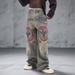 Men's Graffiti Washed Denim Jeans – Oversized Straight-Leg Pants With Distressed Details & Faux Rips (American Streetwear, Loose Fit, Cotton Comfort)_mkmklike.com