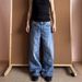 American Heavy Blue Bull King Vintage Washed Old A-shaped Version Loose Straight Jeans Cleanfit Men_mkmklike.com