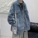 Loom Teenager Denim Men Autumn Trendy Brand Cool Printed Patchwork Jacket Korean Style Loose Student Couple Top_mkmklike.com