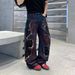 Men's Clothing Style High Street Loose Straight Leg Jeans Color Blocked Faux Ripped Mid Waist Cotton Long Skinny Pants_mkmklike.com