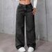 Black Wide Leg Jeans for Women Low Waisted Slimming European American Style Floor Length Jeans Flowing Cross Border E Commerce Item_mkmklike.com