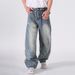 Unisex American Style Graffiti Distressed Straight Leg Jeans Trendy Fashionable Loose Fitting Wide Leg Pants New 2026 Style_mkmklike.com