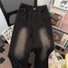 Men's Clothing Retro Black Gradient Jeans For Men, New Spring And Autumn Style, Loose Wide Leg Straight Leg Casual Pants._mkmklike.com