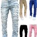 "Men's Patchwork Slim Fit Flared Jeans - Vintage High Street Style, Comfortable Cotton Denim Trousers For Casual & Trendy Outfits"_mkmklike.com