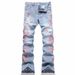 Men's Retro Slim Fit Casual Long Pants Anti-Waste New Style Embroidery Denim_mkmklike.com