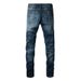 Men's Clothing Blue Slim Stretch Jeans Trendy High Street Trousers Slim Fit Stretch Jeans - Classic Blue Denim Pants For Casual & Streetwear Style_mkmklike.com