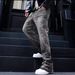 Cross-border Bestseller American Retro Washed Distressed Gray Splatter-paint Curved Cut Jeans For Men, Trendy Brand_mkmklike.com