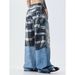 Vintage Checkered Print Jeans – Distressed Denim Pants For Men & Women (S-3XL, Washed Blue)_mkmklike.com