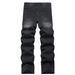 Men's Distressed Straight-Leg Jeans – Relaxed Fit Stretch Denim (30-46, Black Washed)_mkmklike.com
