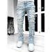 Men's Clothing New Street Men's Jeans Fashion Trend Straight Pants Micro Flaring Tassel Patch Pants_mkmklike.com