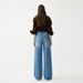 Women's Clothing High Waist Loose Fit Cotton Jeans - Turkish Blue Washed Wide Leg Pants For Casual & Office Wear_mkmklike.com