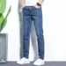 Men's Stretch Slim Fit Jeans – Classic Straight Leg Denim Pants (Dark Blue/Blue/Light Blue/Black) Button Fly & Mid-Rise Waist_mkmklike.com
