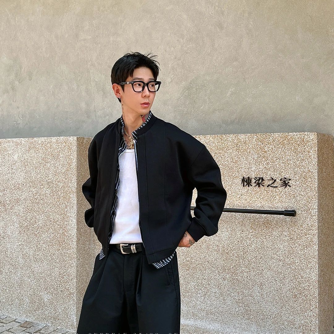 High-Quality Design Fashion Versatile Trendy Simple Inner Two-Piece Men's Short Loose Flight Jacket_mkmklike.com