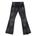 Retro Y2K Flared Jeans Men's Clothing Gothic High Street Washed Distressed Midweight Wide Leg Trousers Black Blue Cotton Trendy_mkmklike.com