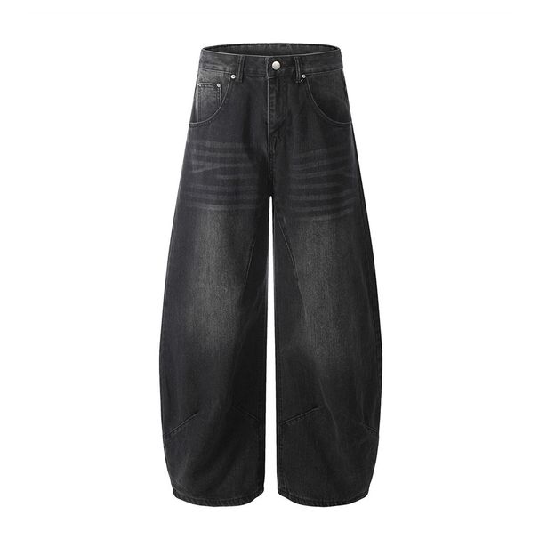 American Style Vintage Denim Scimitar Punk High Street Loose Wide-Leg Banana Men's Gradient Washed Long Pants_mkmklike.com