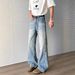 Nordmann American Retro Cat Whiskers Washed Light Blue Jeans Men High Street Vibe Trendy Loose Wide Leg Straight Long Pants_mkmklike.com