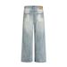 American Style Washed Ripped Jeans Men's Casual Straight Long Street Fashion Distressed Loose Wide-Leg Pants_mkmklike.com
