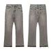Vintage Washed Cleanfit Black Fringe Flared Jeans For Men & Women - High Waist Cotton Denim Pants With Distressed Details_mkmklike.com