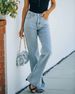 Women's Clothing Washed Slit Internet Celebrity Strict Mid Waist Temperament Wish Denim Trousers Casual Pants_mkmklike.com