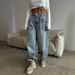 American Retro Low Waist Non Elastic Washed Straight Jeans For Women Autumn New Street Wide Leg Denim Pants For Women_mkmklike.com