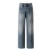 Women's Clothing Retro High Waist Slim Fit Straight Leg Jeans V Neck 100% Cotton Modern Fashion Rose Style_mkmklike.com