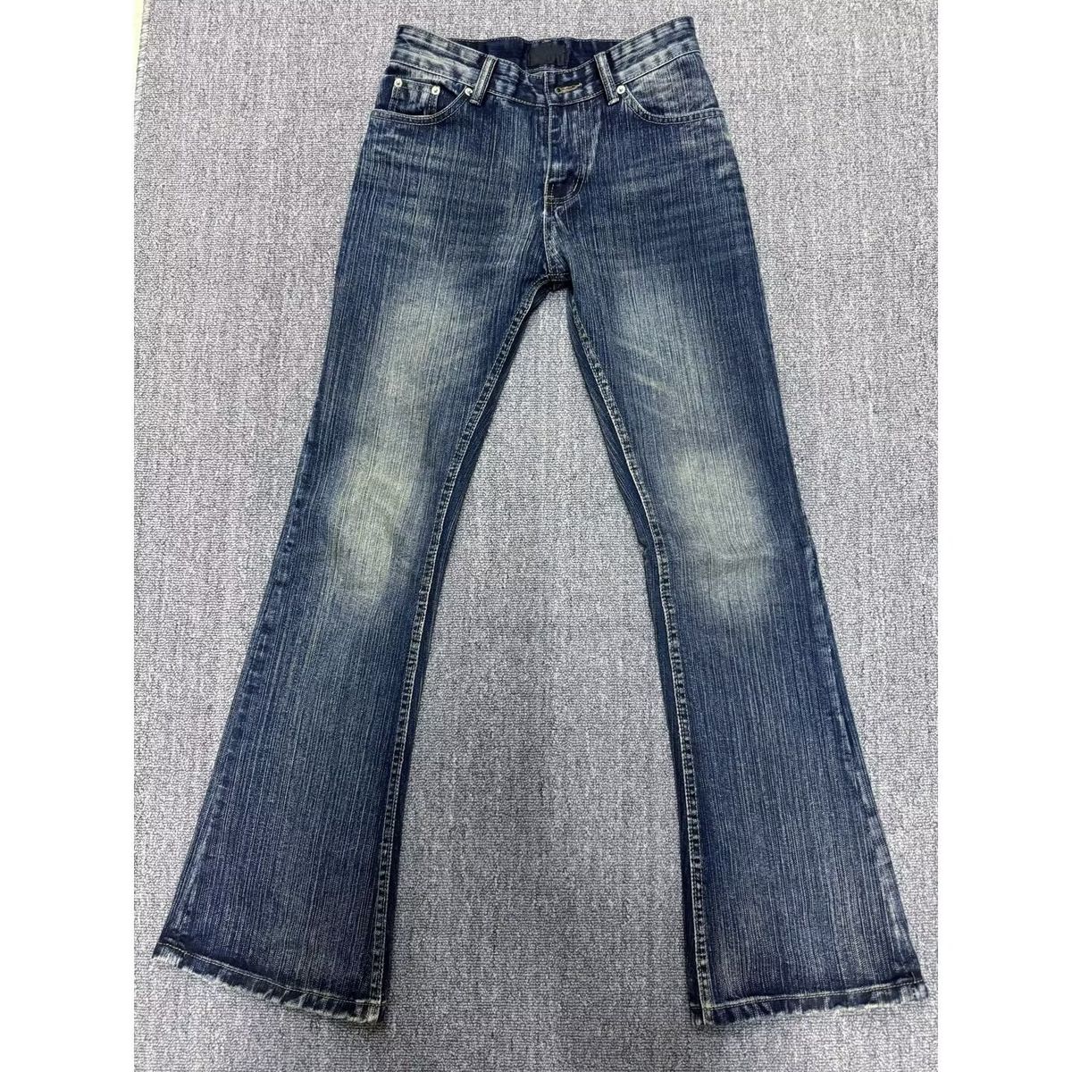 Men's Distressed Washed Jeans – High Street Clean Fit Straight Leg Denim Pants With Vintage Stretch (Blue) – Retro Slim Fit Trousers For Tall Guys_mkmklike.com