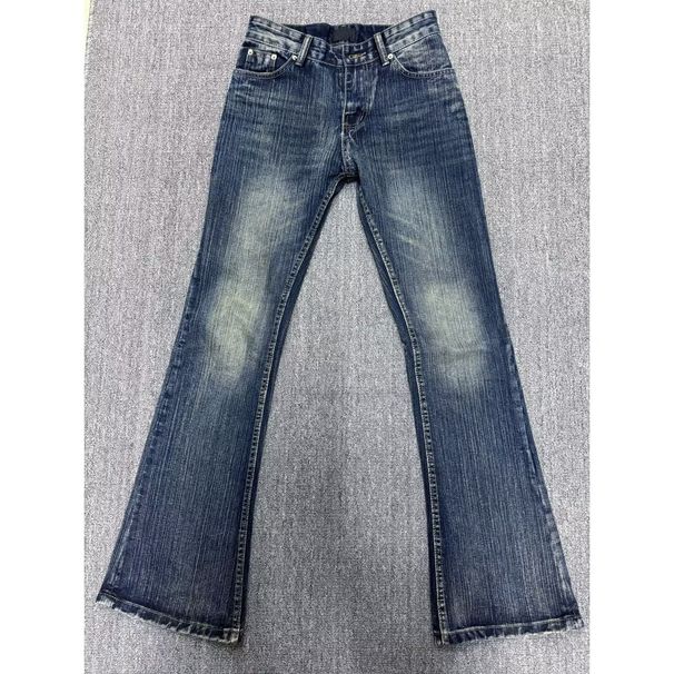 Men's Distressed Washed Jeans – High Street Clean Fit Straight Leg Denim Pants With Vintage Stretch (Blue) – Retro Slim Fit Trousers For Tall Guys_mkmklike.com