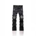 Unisex Retro Flared Jeans Five-Pointed Star Rhinestone Detail Loose Fit American High Street Style Trendy Painted Design_mkmklike.com