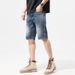 Men's Thin Light Blue Jeans Shorts High-End Jeans Men's Loose Straight Pants Men's Five-Point_mkmklike.com