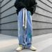Trendy Summer Men's Jeans - Lightweight Stretch Denim Pants With Elastic Waist (Straight Fit, Black Grey/Light Blue, Instagram Style)_mkmklike.com