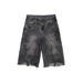 Men's Clothing Retro Washed Distressed Basic Cropped Trousers Casual Loose Solid Color Straight Jeans New_mkmklike.com