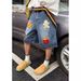 Men's Clothing Creative Fries Towel Embroidered Denim Shorts Men's Summer Retro Wide Leg Straight Loose Trendy Brand Seven Point Pants_mkmklike.com
