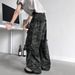 Vintage American Camouflage Cargo Jeans For Men & Women - High Street Baggy Denim Pants With Multi-Pockets & Stacked Hem_mkmklike.com