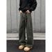 American High Retro Pleated Hip-hop Street Style Patchwork Washed Curved Hem Pants, Autumn Loose Plus-size Jeans For Men_mkmklike.com