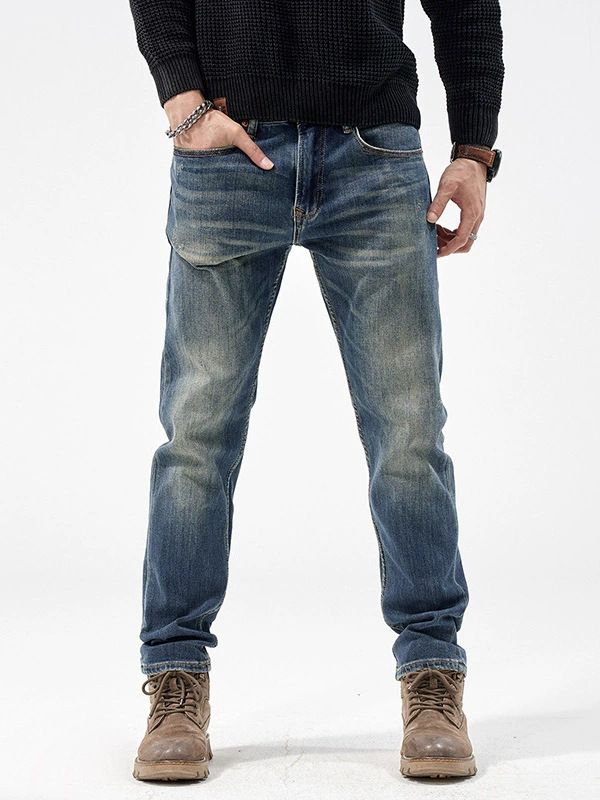 Men's Clothing New Men's Jeans Ins Trendy Slim Denim Trousers_mkmklike.com