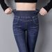 2025 Spring New High-Waisted Black Jeans For Women, Elastic Waist, Slim Fit, Cotton Stretch, Leg-Lengthening, High_mkmklike.com
