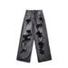 Men's Ripped Distressed Denim Jeans Trendy Loose Fit Vintage Wide Leg Pants Straight Leg Floor Length Autumn Style High Street_mkmklike.com