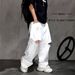 Vibe White Distressed Wide Leg Jeans for Men American High Street Style Relaxed Fit Straight Leg Stacked Design_mkmklike.com
